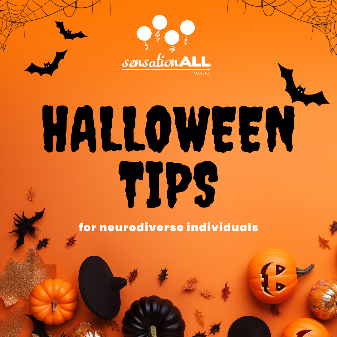 Halloween Tips (title on orange background with bats, pumpkins and witches hats.